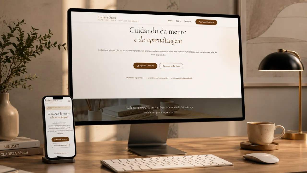 Exemplo de site institucional desenvolvido por Samuel Dutra em Porto Alegre